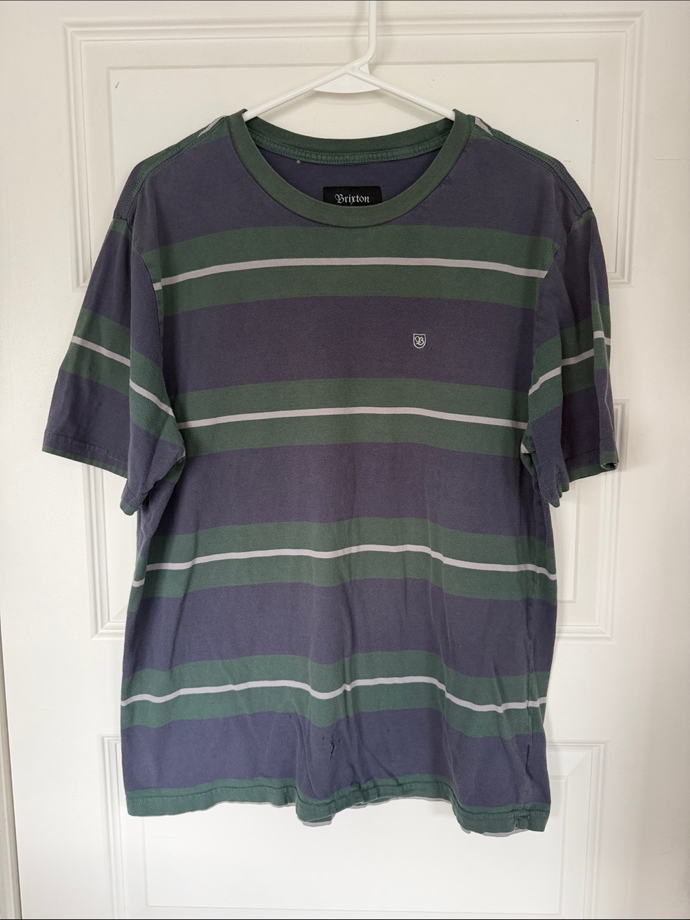 Brixton Green, Navy & Gray Striped Short-Sleeve Tee